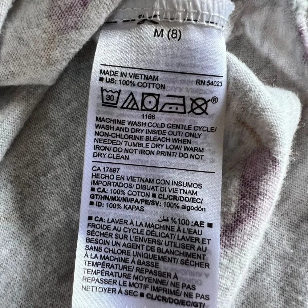 Old Navy Girls T Shirt Top Narwhal Long Sleeve Pullover Gray Purple Medium